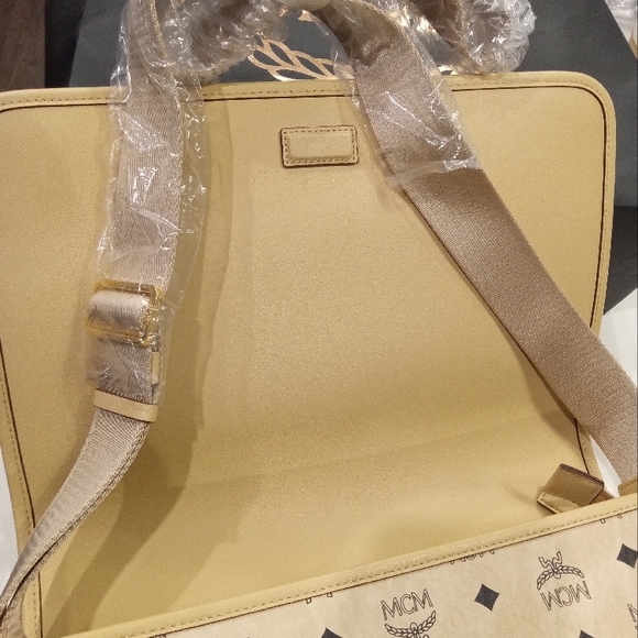 MCM Beige Monogram Messenger Bag - Picture 6 of 8